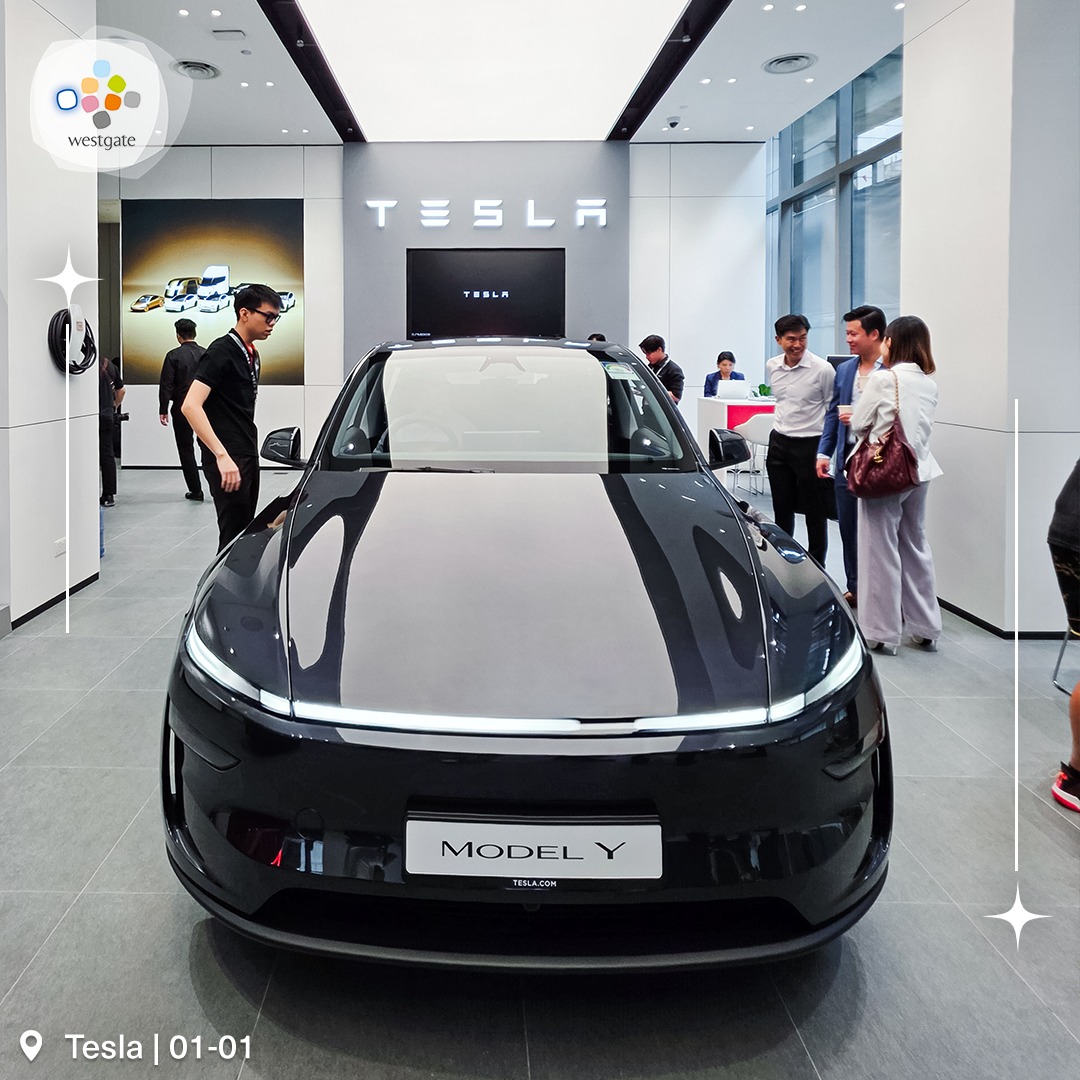 Tesla vehicles displayed at Westgate showroom