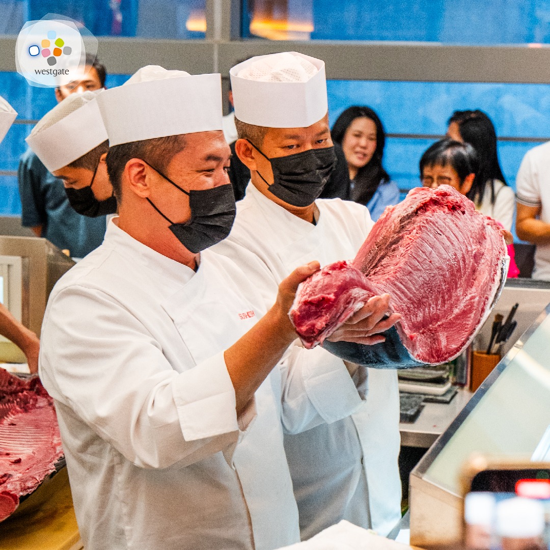 Freshly sliced tuna showcased after the cutting ceremony at Sushi Zushi
