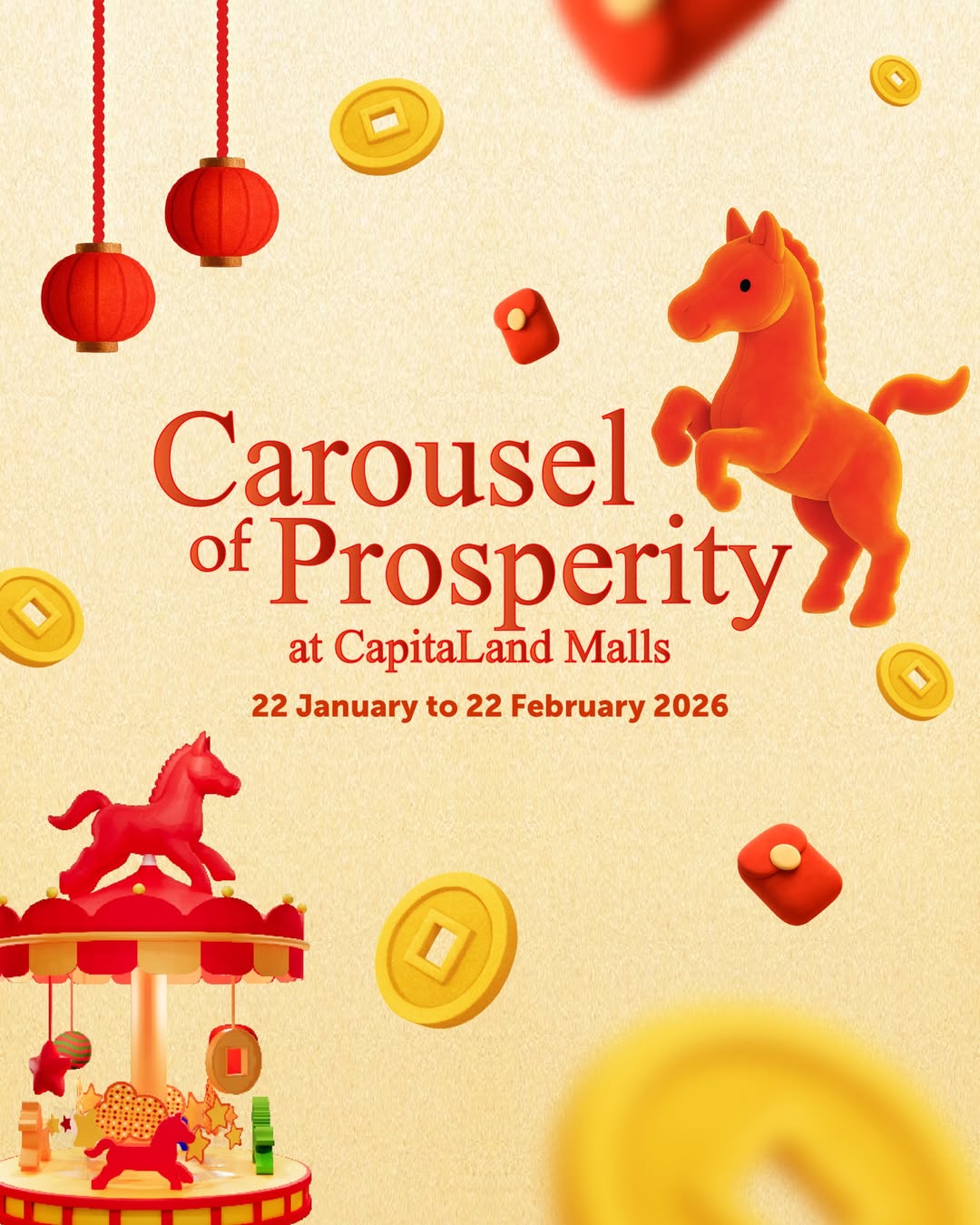 Festive Chinese New Year decorations at the Carousel of Prosperity